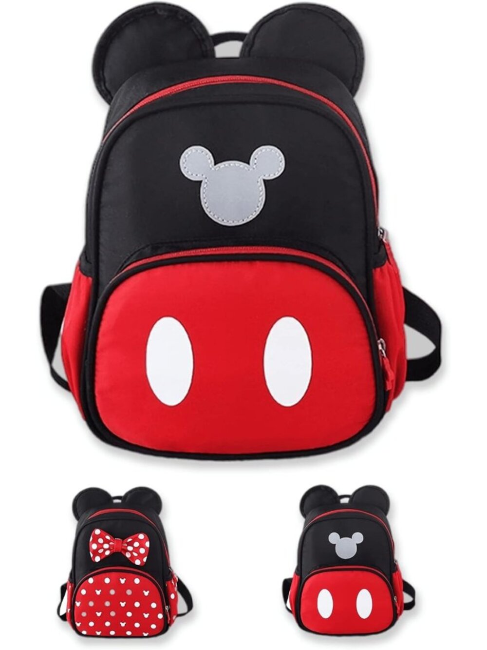 Adorable Mini Backpack, Red Cartoon Design, Mouse Ears Bowknot Travel Bag